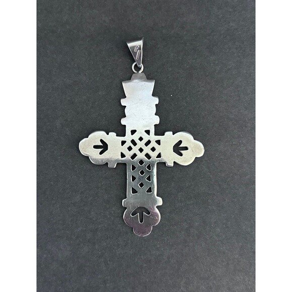 Vintage 925 Sterling Silver Large Cross From Mexico. - Picture 2 of 7